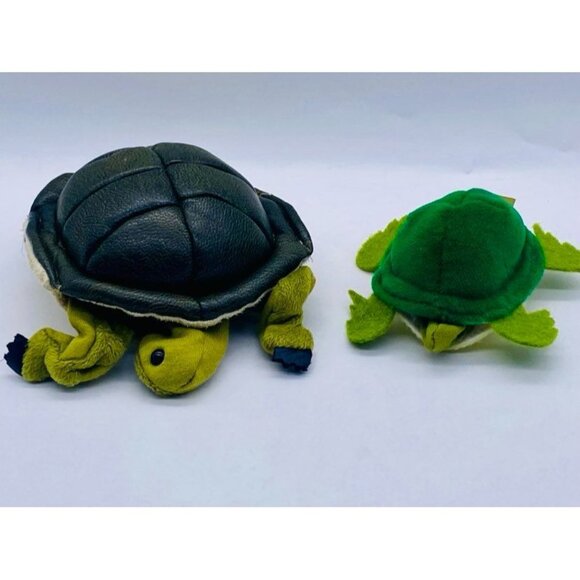 Folkmanis Mini Finger Puppet Plush Lot of 2 Turtles. Soft, Fun, Educational - Picture 1 of 4